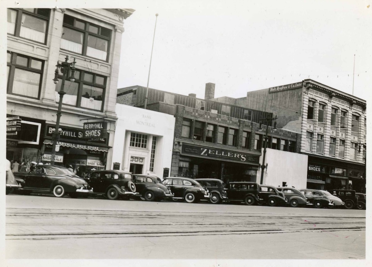1939 - Storefronts on Portage Avenue between Carlton and Hargrave Streets copy
