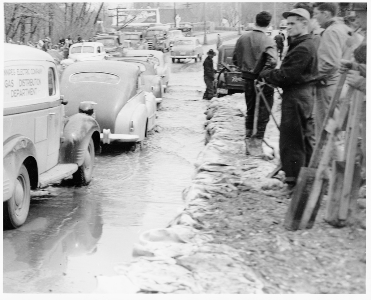 1950 - Flooding and flood workers - Harold K. White Studio.