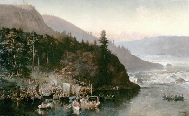 The Red River Expedition at Kakabeka Falls, by Frances Anne Hopkins, 1877.