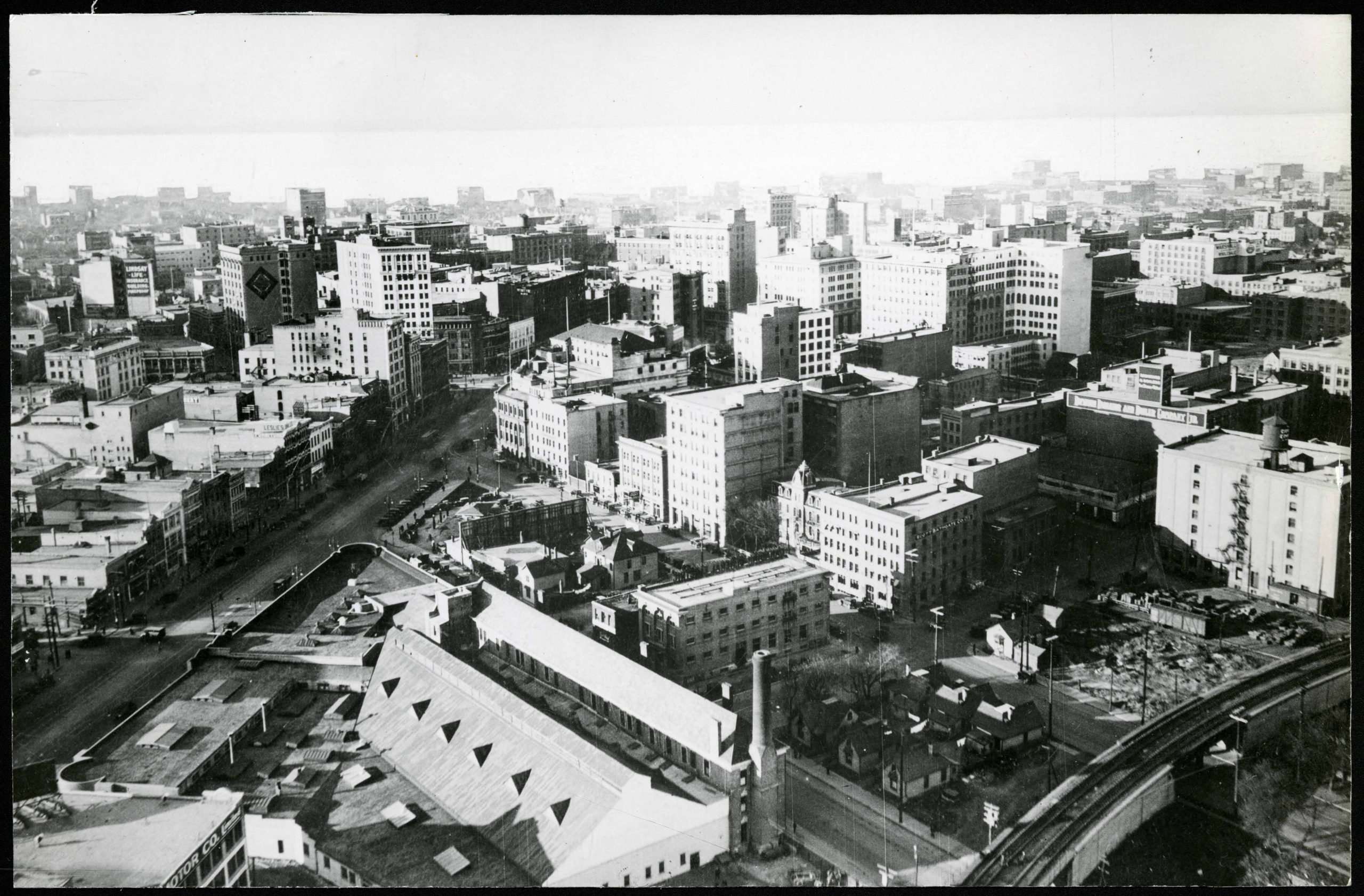 1913-Aerial View over the Industrial Bureau Exposition Building on Main Street towards Portage Avenue