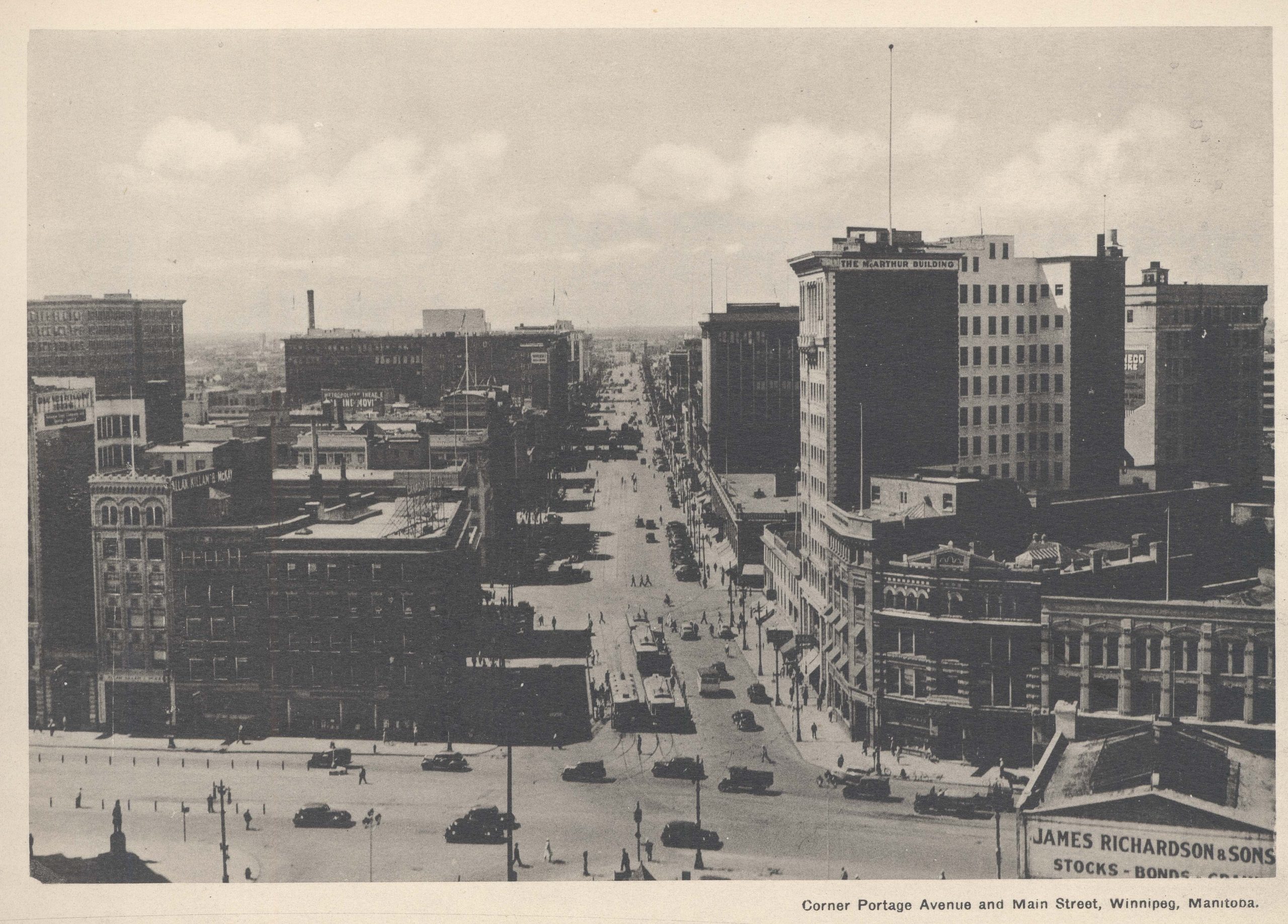 1930?-Corner Portage Avenue and Main Street, Winnipeg, Manitoba