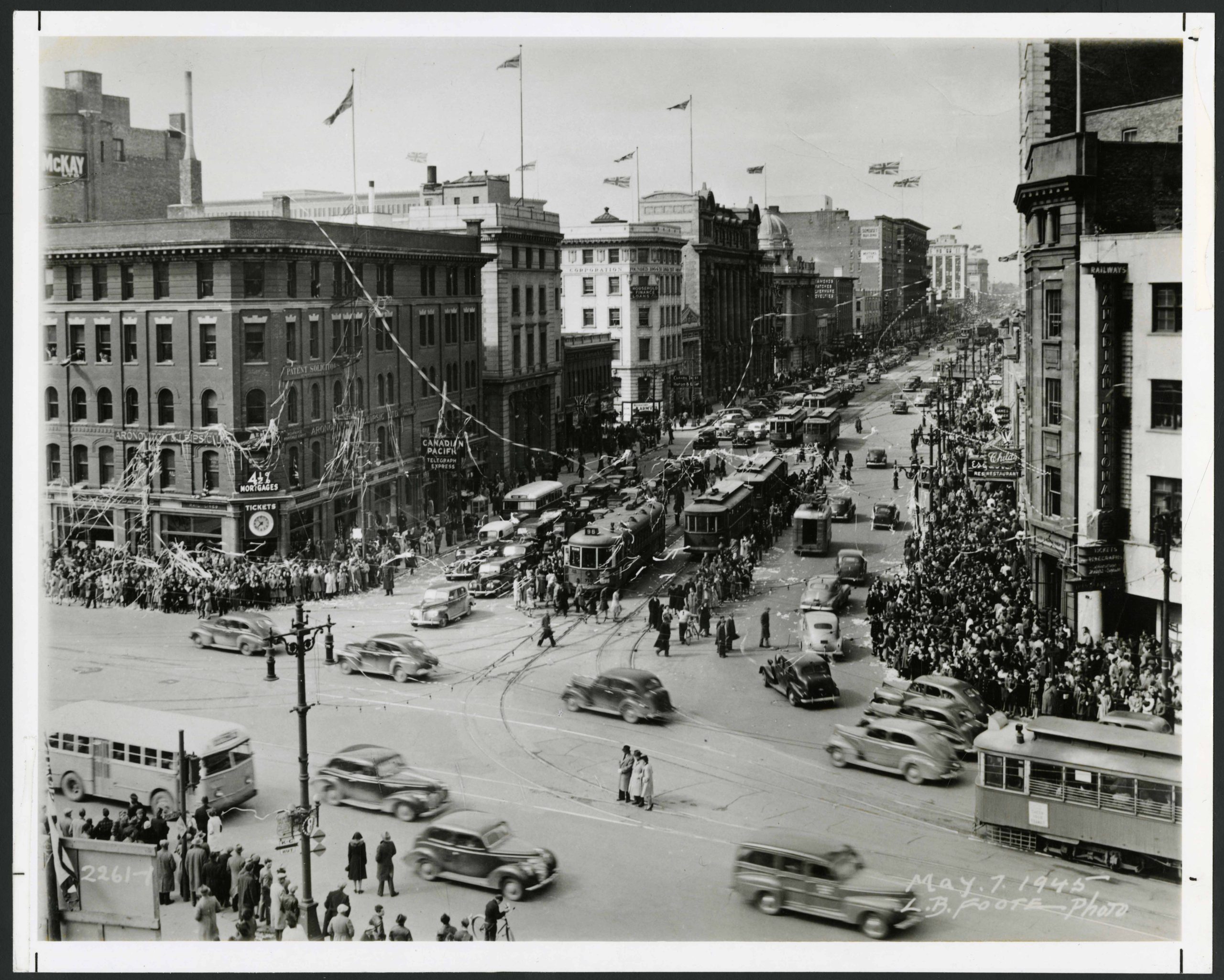 1945-May 7-Victory Day Celebrations at Portage Avenue and Main Street
