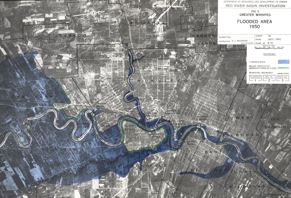 Red River Basin Investigation. Greater Winnipeg Flooded Area 1950